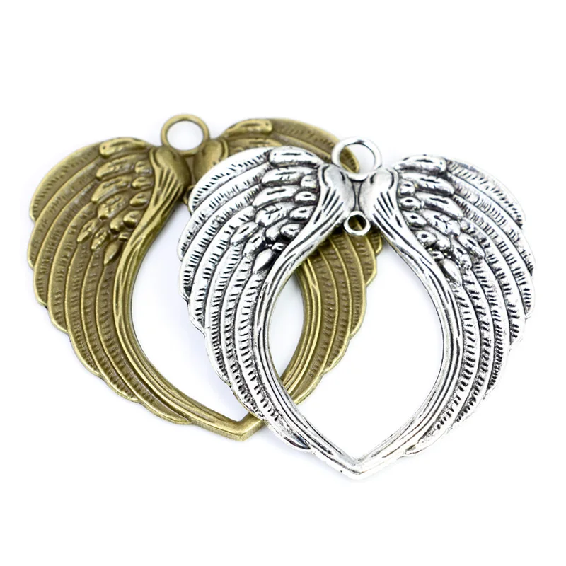 1 шт античные с серебристым покрытием крылья Ангела сердце медальон Подвеска для