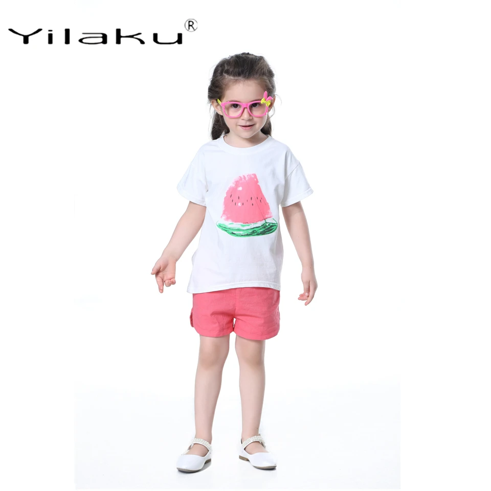 Yilaku/комплекты одежды для девочек модный летний комплект без рукавов детский