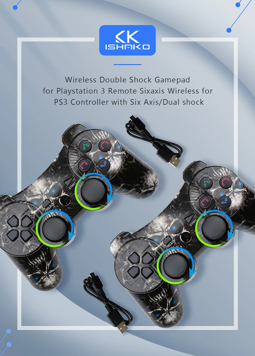 Контроллер беспроводной двойной шок геймпад для Playstation 3 Пульт Sixaxis беспроводной для PS3 контроллер с шестью осями/двойной шок