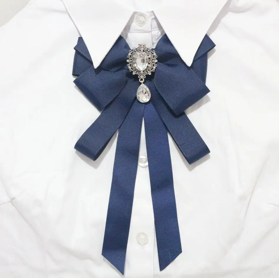 navy blue 14 цветов большой ручной работы твердые ткани имитация жемчуга для рубашки булавка шеи галстук-бабочка, Бант одежда аксессуары ювелирные изделия - Окраска металла: navy blue