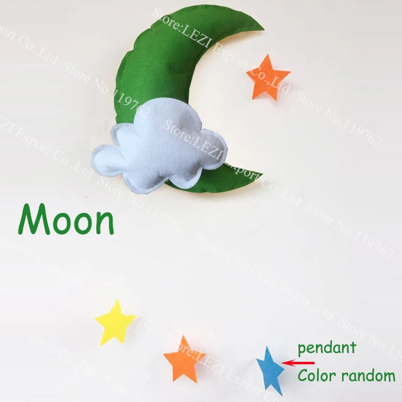 Green moon Облака, месяц нетканый 3D висячие украшения С Днем Рождения вечерние room decor наборы; детский душ Радуга детские подарки Новые - Цвет: Green moon