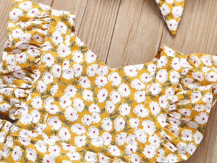 Платье для маленьких девочек из 2 предметов топ с рукавами-крылышками и цветочным