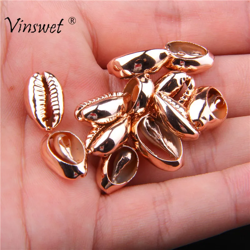 10pcs Rosegold Color Natural Shell Loose Beads for Bracelet Connector Charms Necklace Jewelry Making DIY Findings(Size:15*10mm) | Украшения