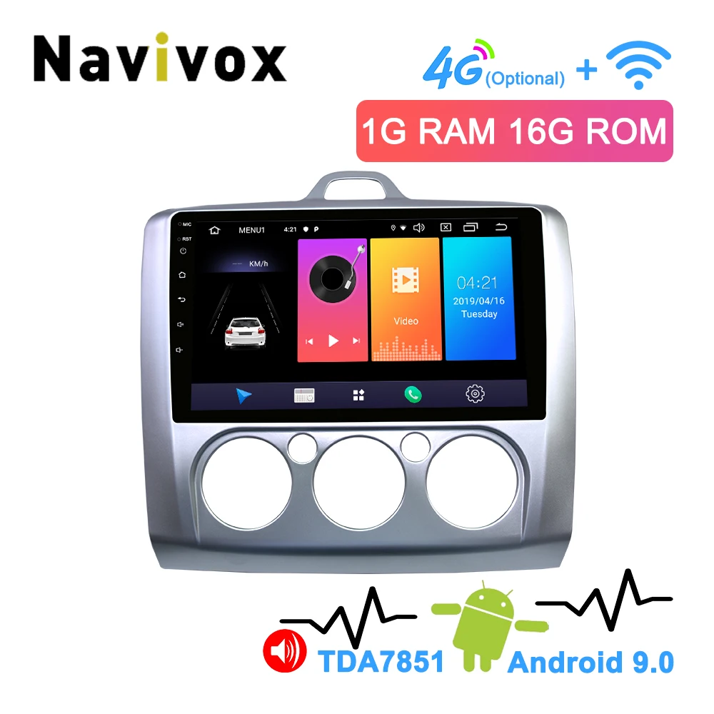 Navivox 2 Din Android 8,1/9,0 Автомобильный мультимедийный gps навигатор для Ford Focus 2 3 2004-2011 Exi MT с WiFi Автомобильный DVD Радио стерео