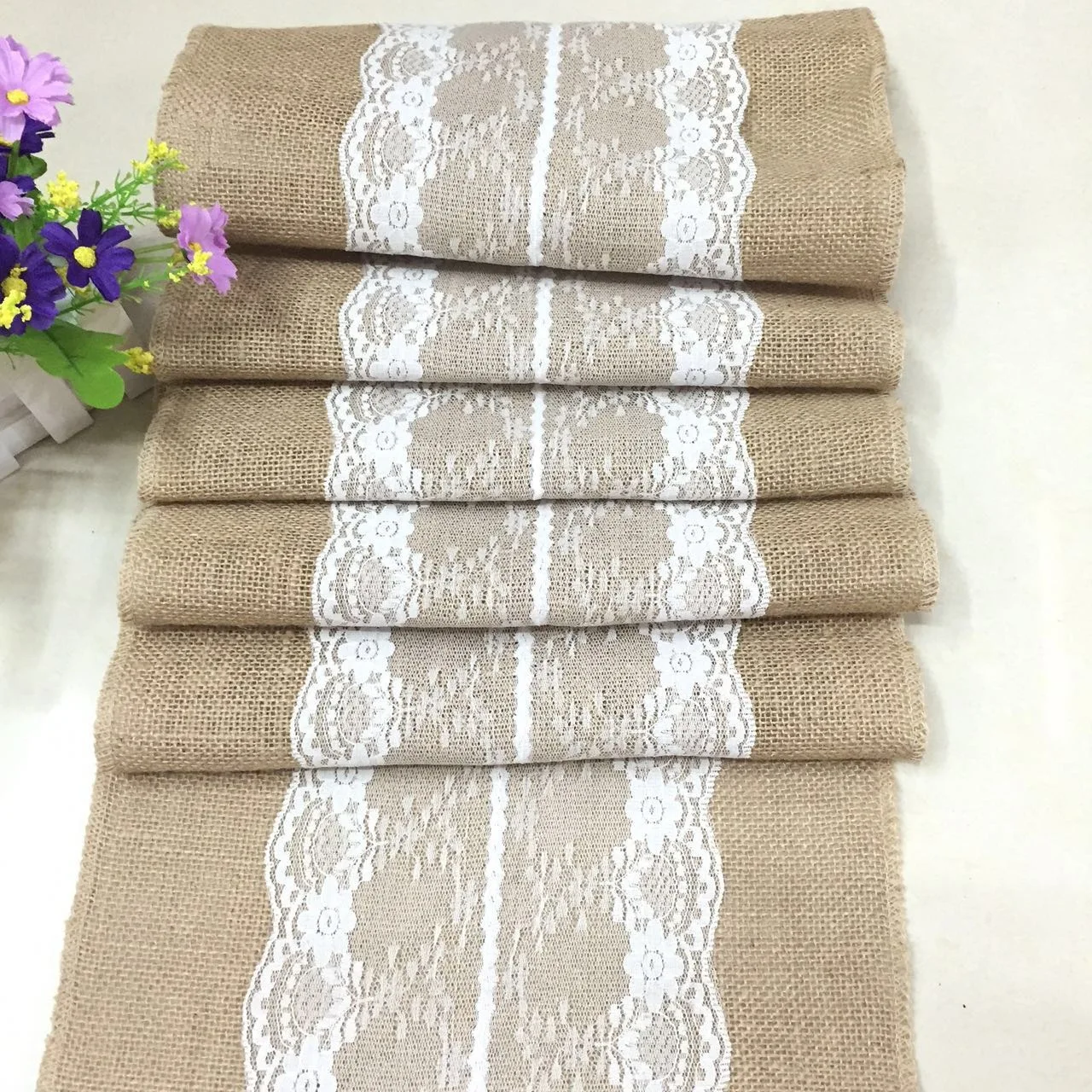 Горячая Распродажа винтажный Натуральный Холщовый джутовый льняной стол