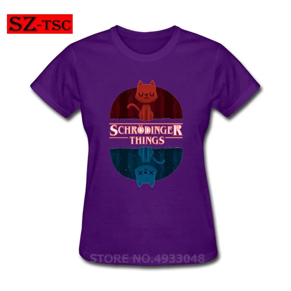 Летняя новая модная женская футболка с новым рисунком Schrodinger Cat Things Stranger Things Печатные Топы с короткими рукавами крутые футболки
