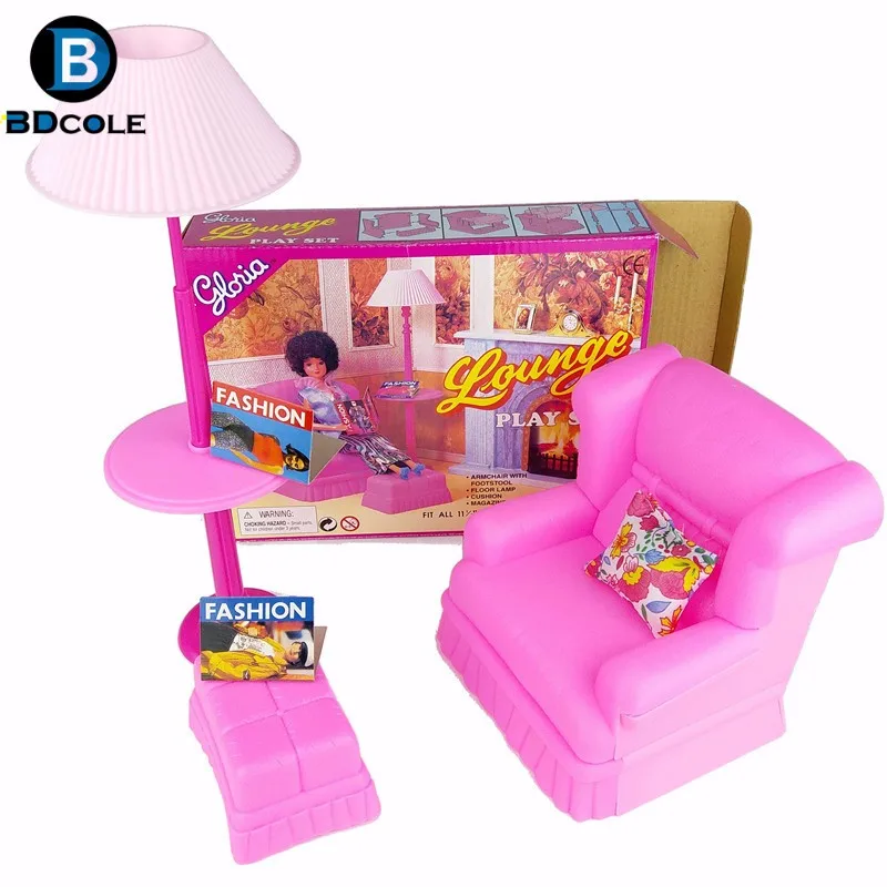 Lounge Play Набор в гостиной ролевые игры игрушки для кукольный домик Barbie включая диван вертикальная лампа подушка для ног