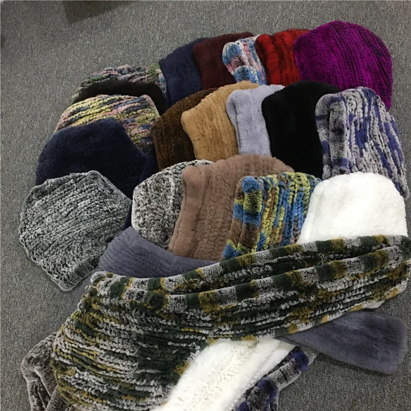 

Multi Color Women Real Rabbit Fur Bomber Hats with Neck Rings Winter Warm Caps Fashion Ear Protector Headgear For Lovers LF5010