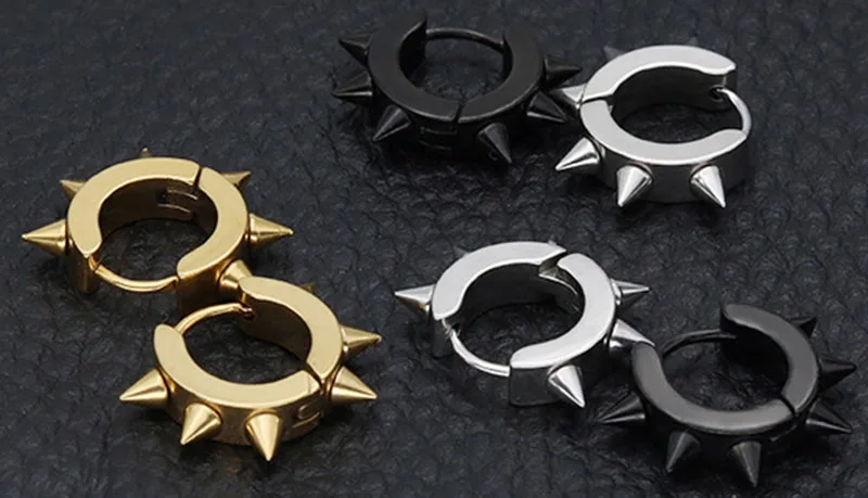 Клипсы в стиле панк с шестью маленькими конусными наконечниками серьги из