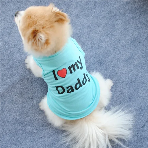 Pet Dog Cloths Spring/Summer Pet Dog Vest T-Shirt Letter I LOVE MY MOMMY Daddy Dog Shirt Pet Clothes For Small Puppy Dogs Cats