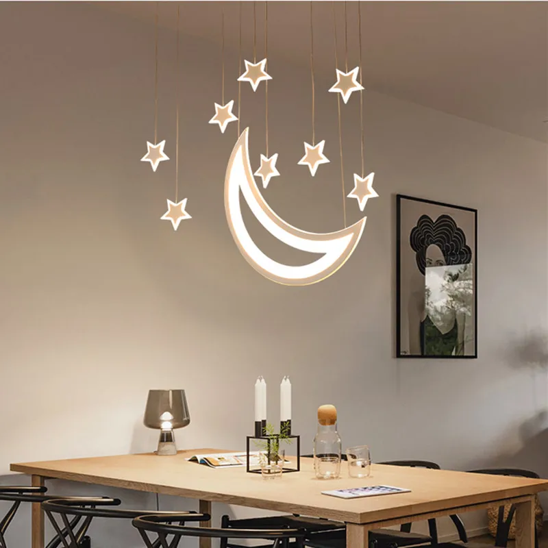 Современная мода акриловая луна звезды Led подвесной светильник для фойе столовой