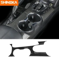 shineka carbon fiber car gearshift panel decorative cover stickers for ford mustang 2015 center console accessories car styling