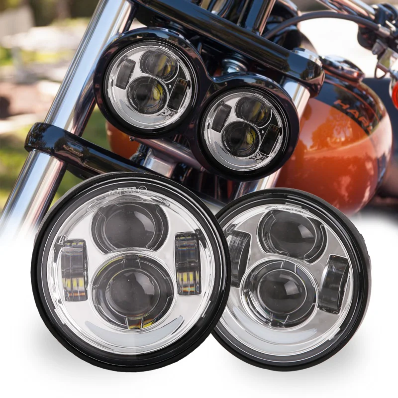 

for Harley Motorcycle Dyna Fat Bob Style Head Lights 4.65inch single low beam and single high beam FatBob Dual Headlamp