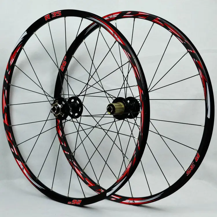 27.5 Black Red 27,5 26er колеса MTB горный велосипед колесная 24 Отверстия передние 2 задние 4 герметичный подшипник смазочные Супер Гладкие ступицы алюминиевые диски - Цвет: 27.5 Black Red