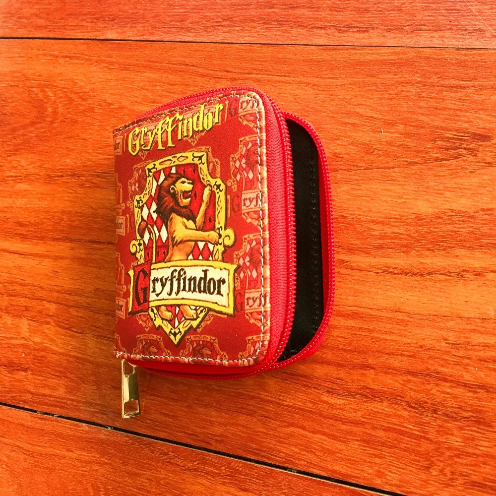 New anime Harry Potter PU short Wallet with zipper Gryffindor card holder purse cartoon magic school W731 | Багаж и сумки