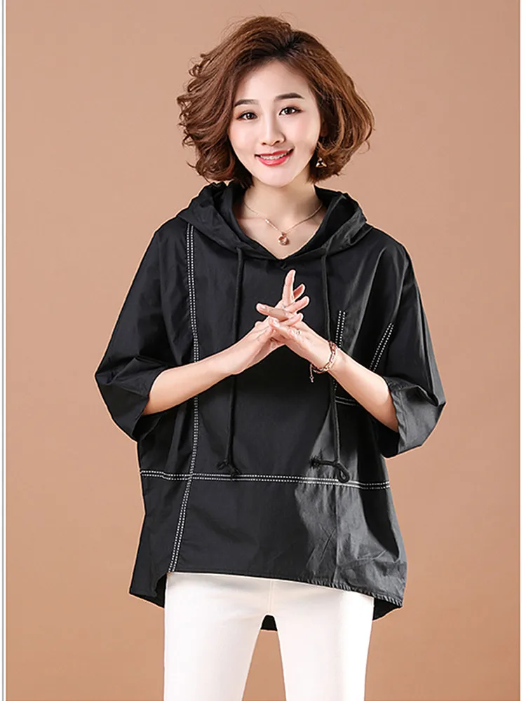 Новинка лета 2019 женские толстовки больших размеров с коротким рукавом Модные