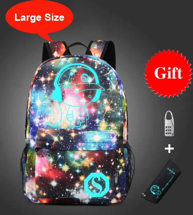style 26 large size Антикражные сумки, ночник, детский школьный рюкзак, чехол-карандаш, аниме светящиеся школьные сумки для мальчиков и девочек, школьная сумка - Цвет: style 26 large size