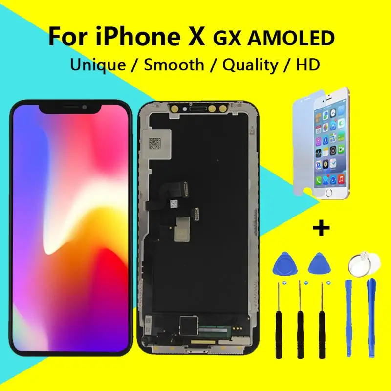 Высокое качество для iPhone X GX ЖК AMOLED без битых пикселей дисплей XS Замена экрана с 3D