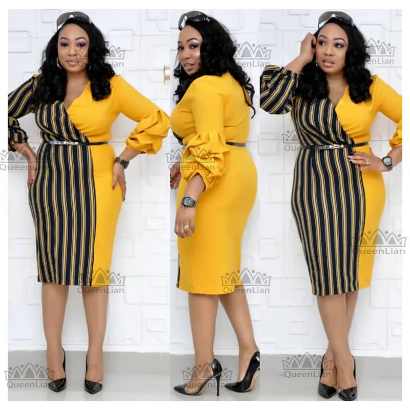 Dashiki African 3 Colors Long Dress For Women Traditional Print Clothing Puff Sleeve With Belt (ZC08#) | Тематическая одежда и