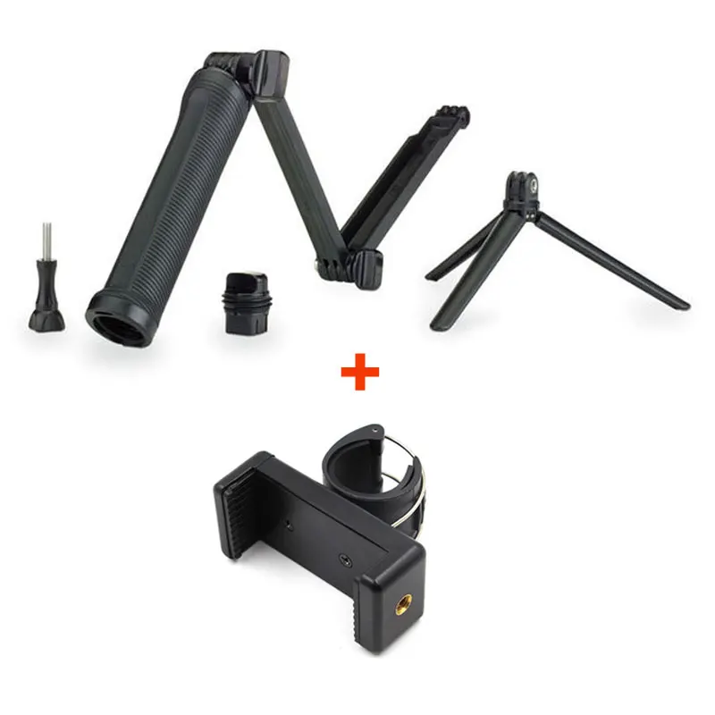 AoneCheer Gopro 3-way селфи палка ручной стабилизатор мини монопод удлинитель Gopro пульт дистанционного управления/зажим для телефона для SJCAM YI - Цвет: With phone clip