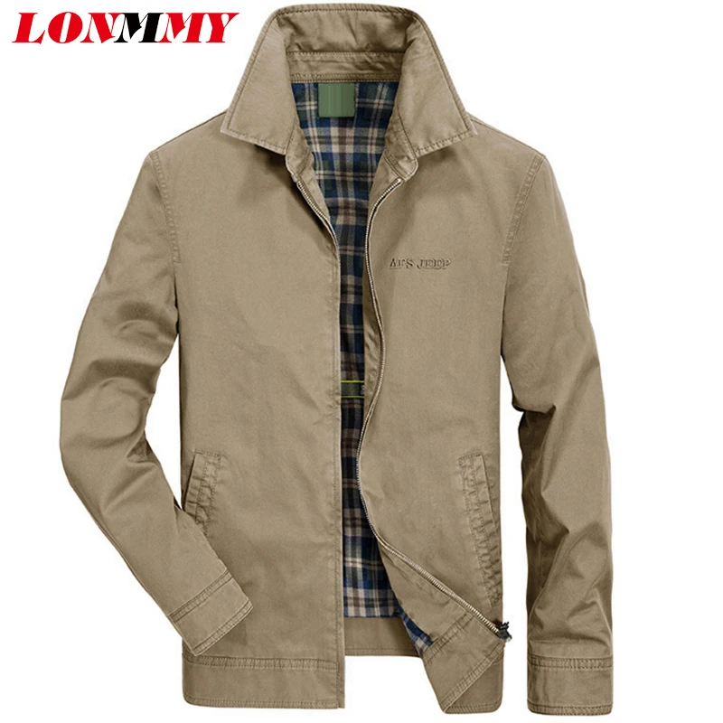 Куртка LONMMY Мужская в стиле милитари повседневная верхняя одежда из 95% хлопка