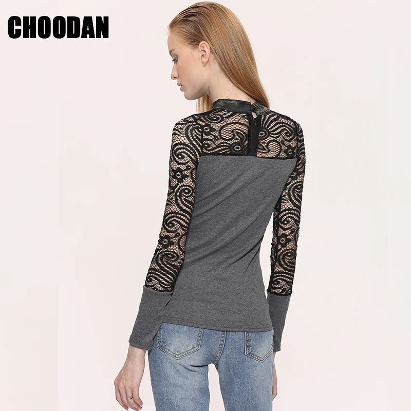 Трикотажная кружевная блузка в стиле пэчворк женская одежда новинка сезона
