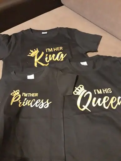 Семейные футболки King Queen одинаковые наряды одежда для отца матери дочери сына 100%