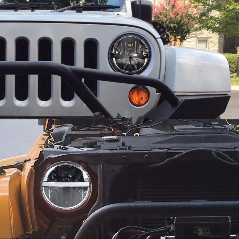 Передние фары для Land Rover Defender передние 7 дюймов Jeep wrangler JK LJ TJ CJ налобный фонарь с