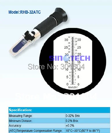 Бесплатная доставка Лучшее качество ручной brix 0 32% рефрактометр RHB 32ATC|shipping