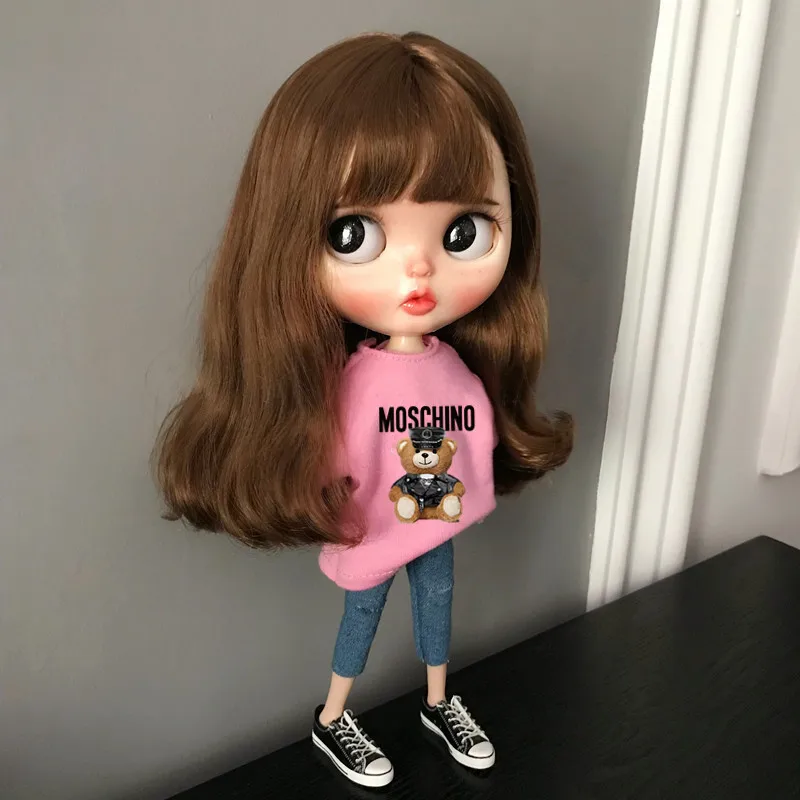 2 шт./лот Blyth Doll Одежда футболка+ джинсы модные штаны Одежда для куклы Барби, Azone, ob24, blyth, Kurkn 1/6 аксессуары для кукол