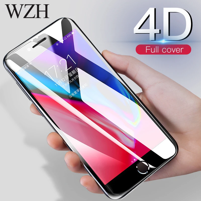 Закаленное стекло 4D с закругленными краями и полным покрытием для iPhone 6 6s 7 8 Plus