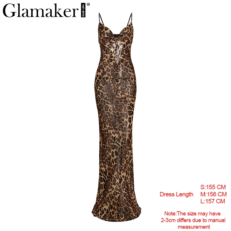 Glamaker, Леопардовый принт, сексуальное Макси облегающее платье, женское летнее шифоновое пляжное платье, элегантный винтажный женский клуб, длинное вечернее платье