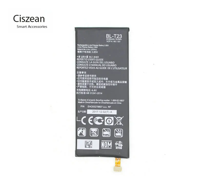 Ciszean 1x2430mAh/wh BL T23 / BLT23 телефонный Сменный аккумулятор для LG X Cam K580 K580Y F690
