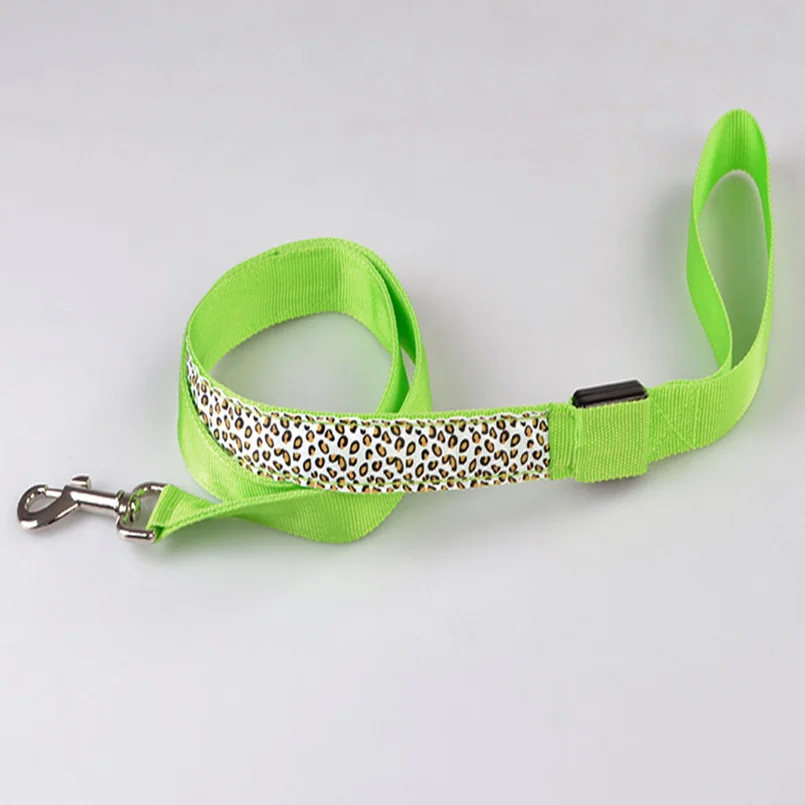 Leopard Leash for Dogs LED Flashing Lead Dog Outdoor Walking Products Glow In Dark Safety Collar Leashes | Дом и сад
