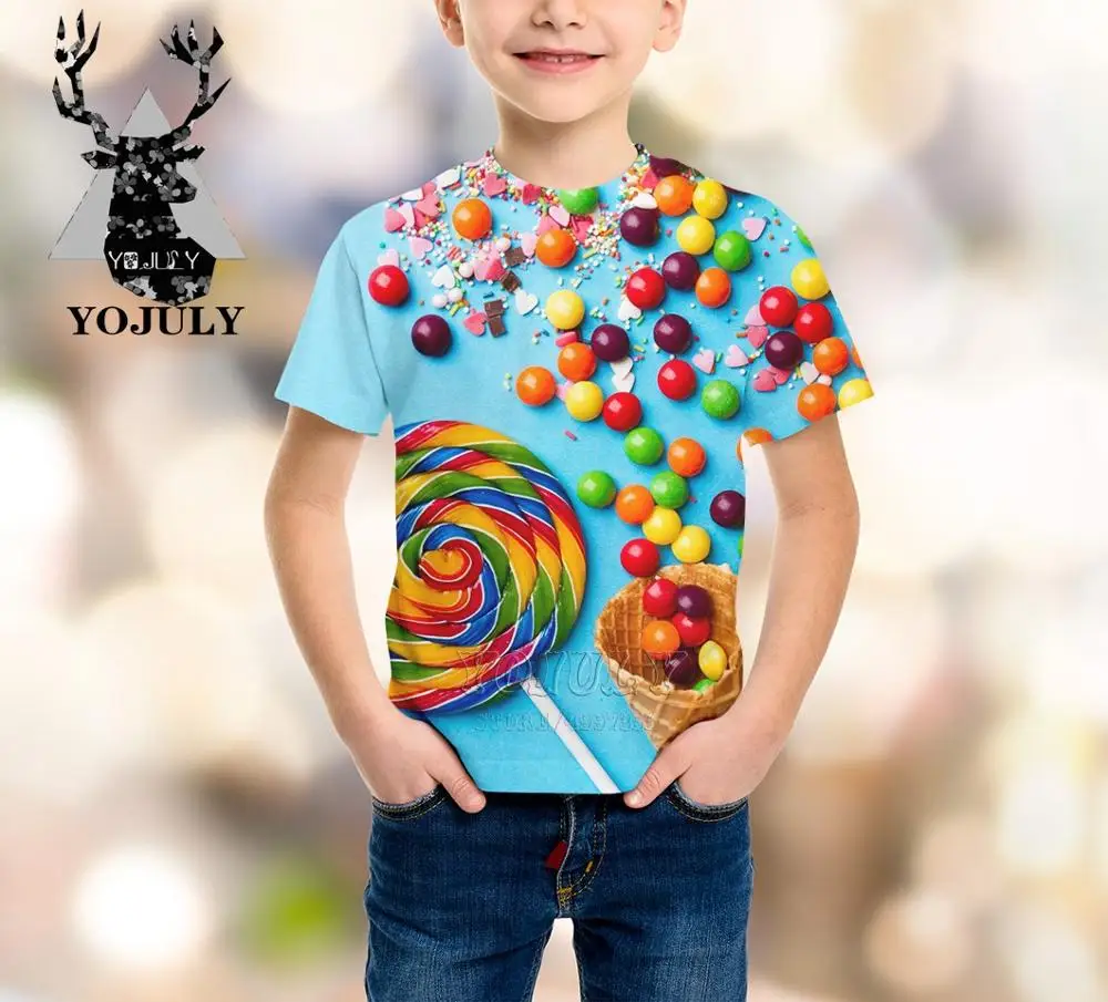 7 YOJULY картофеля-фри печенье для мальчиков и девочек подростков 3d Футболка с принтом для детей, стильное джинсовое платье с коротким рукавом в стиле кэжуал футболки детская одежда летние A89 - Цвет: 7