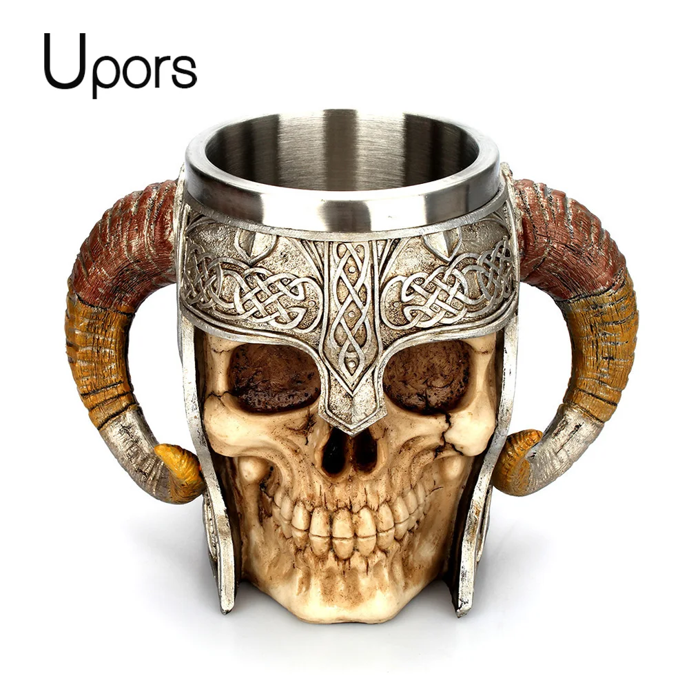 Кружка с черепами UPORS Viking из нержавеющей стали 304 кружки рожком лорда воина кружка