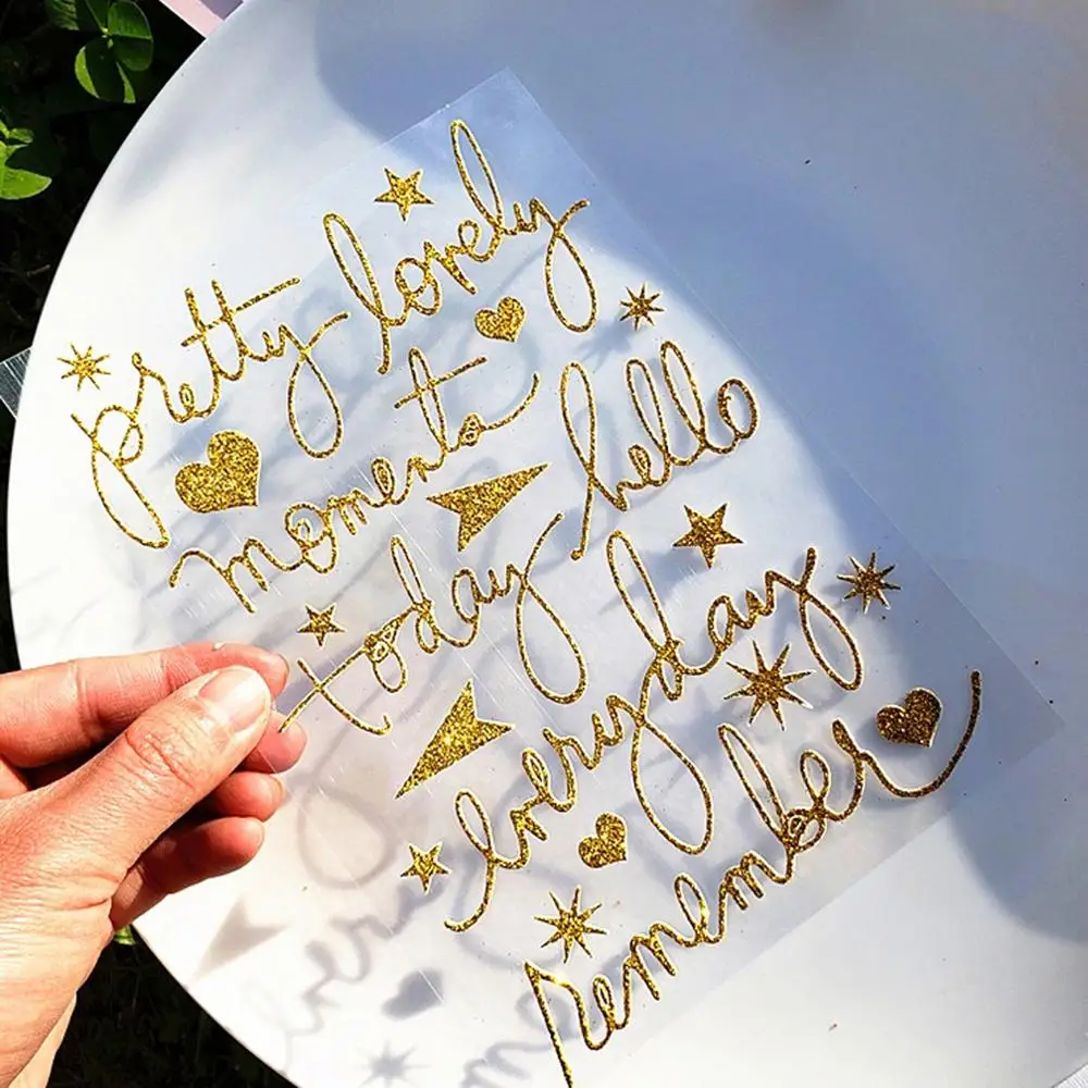 

1pcs/lot Creative hot stamping English alphabet stickers Digital sticker glitter