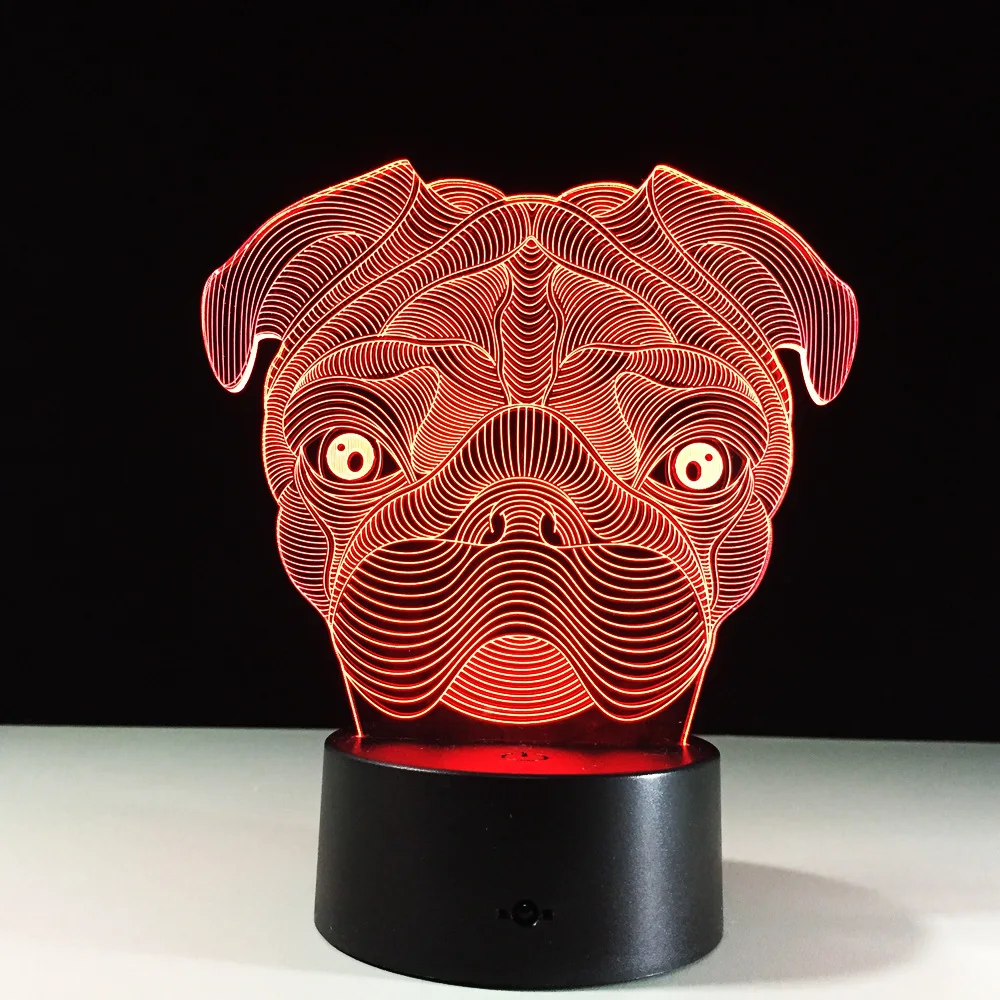 Shar Pei Dog 7 Color Lamp 3d Visual Led Night Lights For Kids Touch Usb Table Lampara Lampe Baby Sleeping Nightlight | Освещение
