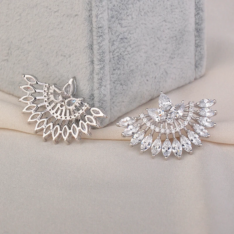 Женские серьги гвоздики с серебряным покрытием GAOLA зеленый цирконий ювелирные