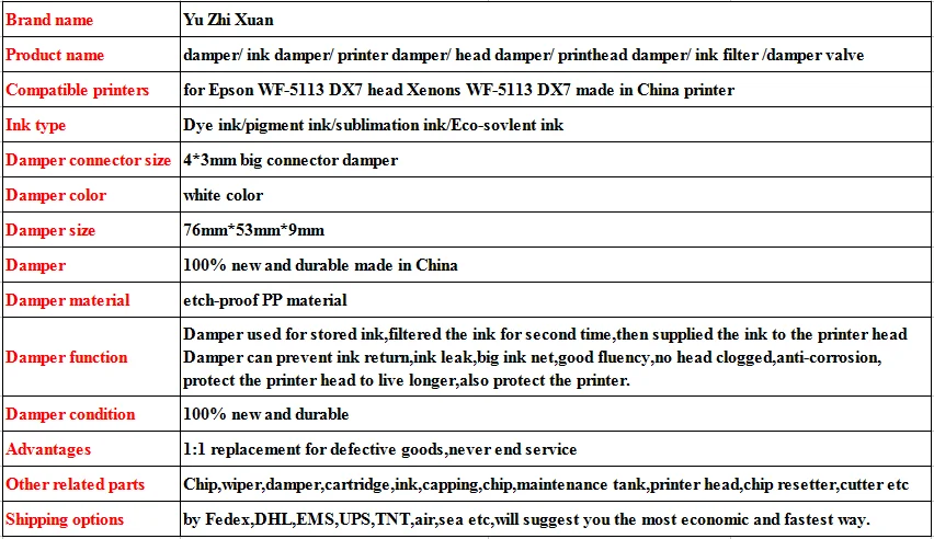 Yu Zhi Xuan! Качественный демпфер для сольвентов DX7 Epson WF 5113 чернильный Xenons головка