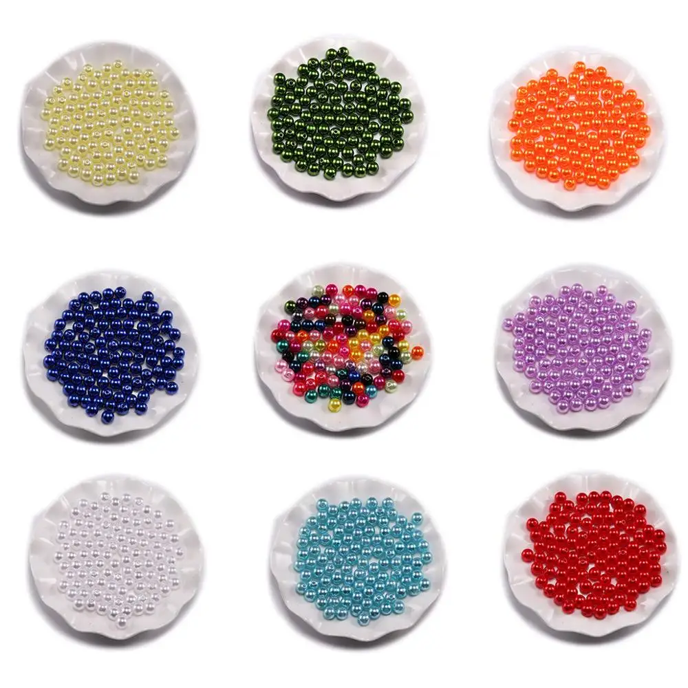 

4/6/8/10/12mm With Hole ABS Imitation Pearl Beads Plastic Acrylic Round Loose Spacer Bead For Jewelry Making Finding Supplies
