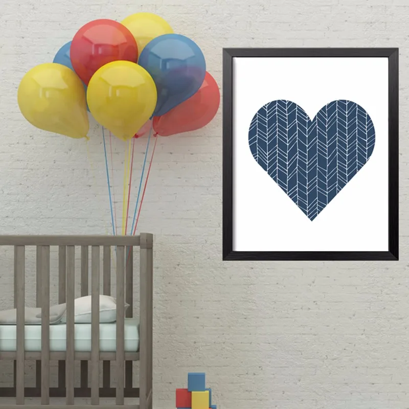 Настенная картина в виде сердца Темно Синий принт Картина на холсте искусство