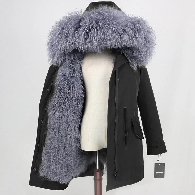 OFTBUY,, настоящая монгольская овечья шерсть, пальто, женская длинная парка, зимняя куртка, съемная, водонепроницаемая, верхняя одежда, роскошный бренд, уличная одежда