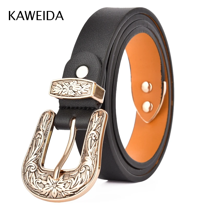 CDFPD728 black KWD дизайнерские бренды люксовые женские высококачественные трендовые натуральная кожа винтажная Пряжка со штырем пояс для Платья повседневные Kemer Riem - Цвет: CDFPD728 black