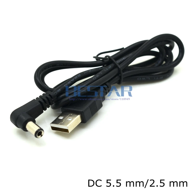 USB к 5 мм/2 мм вольт DC Barrel Jack силовой зарядный кабель 1 м 3 фута колено Прямоугольный