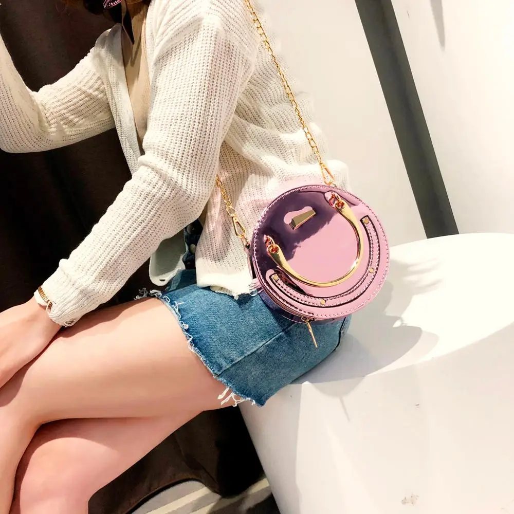 HTNBO новая Яркая Летняя сумка мессенджер с лазером круглая объемная через плечо