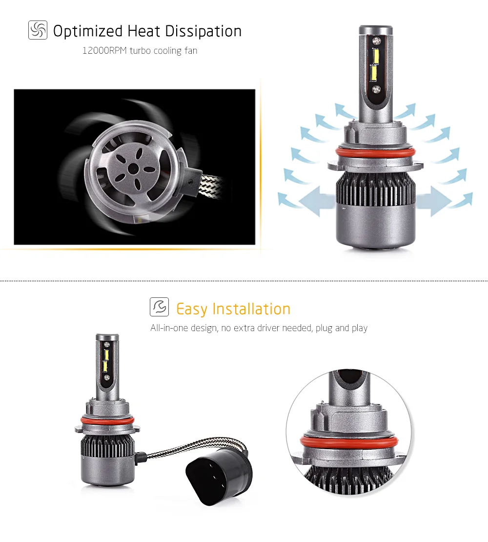 V7S 120W 14000LM H1 H3 H4 H7 H11 H13 9004 9005 9006 9007 5202 880 H15 светодиодный фар Сеул чипы CSP Авто HID Мощность