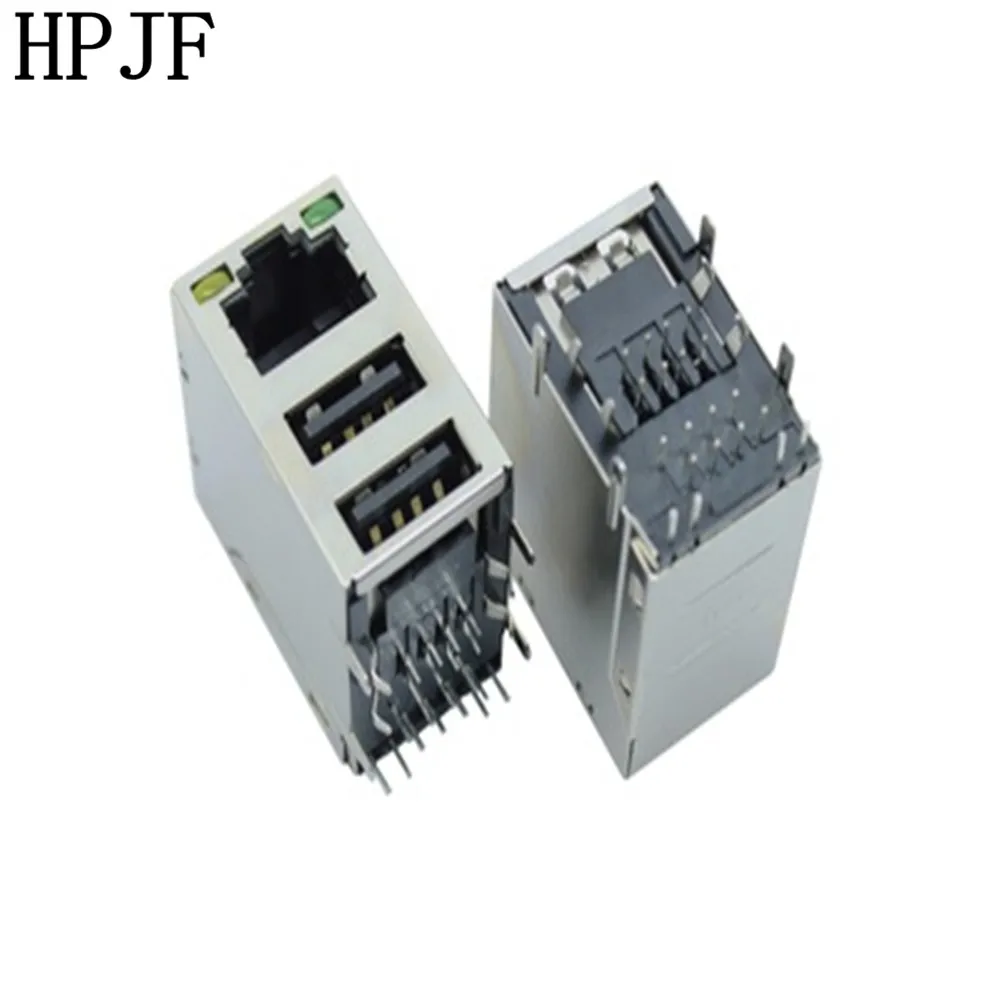 1 шт. USB + RJ45 Ethernet кабель женский разъем с 2 светодиодный линия передачи данных