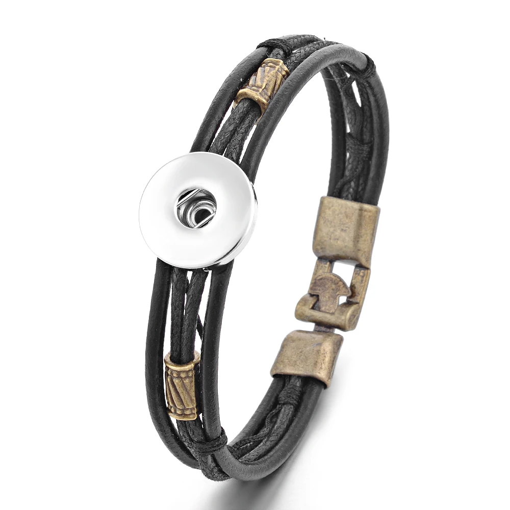 

10pcs/lot Wholesale Vocheng Ginger Snap Button 18mm Bracelet Cow Leather Jewelry NN-365*10 Free Shipping