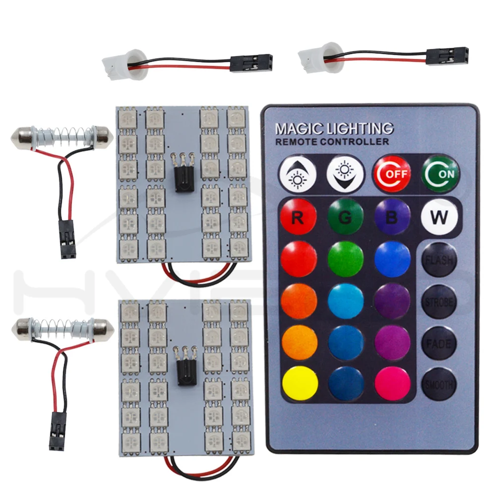 T10 RGB 5050 12SMD Автомобильный светодиодный пульт дистанционного управления Rgb Светодиодная панель для автомобиля интерьер Авто светильник s чтение купол фестон BA9S адаптер DC 12v светильник